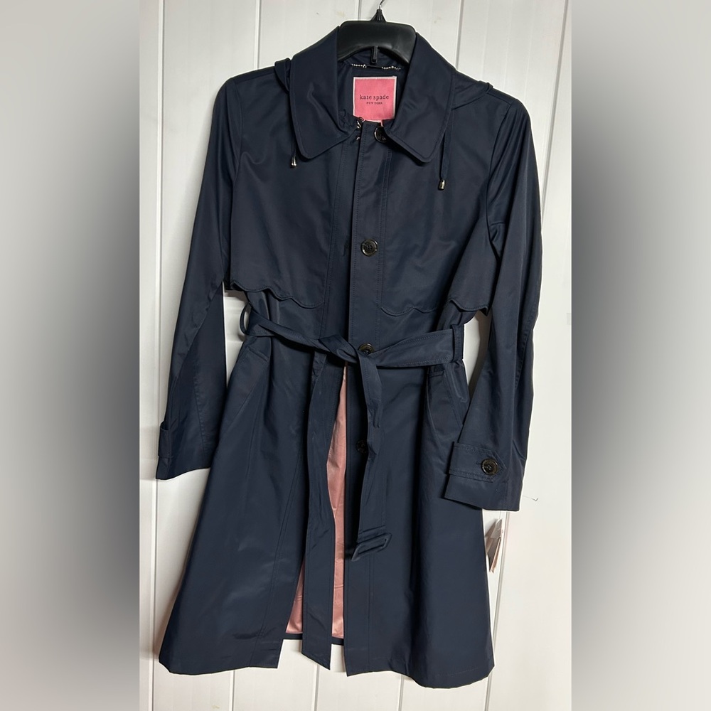 Kate Spade Dark Blue Coat with Soft Pink Interior